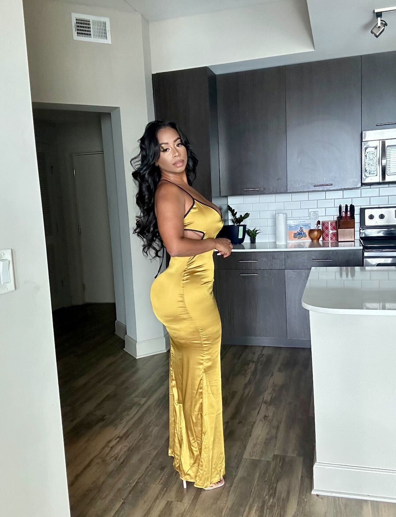 Gold Satin Maxi Dress